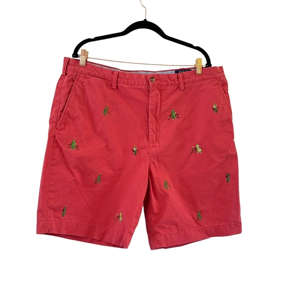 Polo Ralph Lauren‎ Cricket Embroidered Chino Shorts Mens 40x9 Red Pickleball
